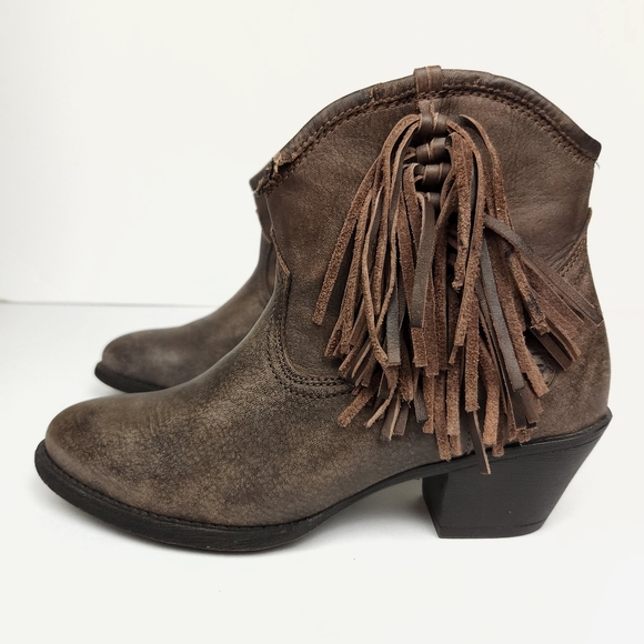 Ariat Brown Ankle Boots with Fringe - Picture 3 of 15